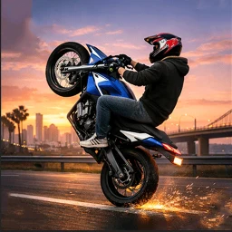 モトバイクのウィリーライダースタント のアイコン